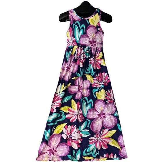 Gymboree Dress Girls Medium Sleeveless Multicolor Floral Maxi Knit Empire‎ Waist - Picture 1 of 6